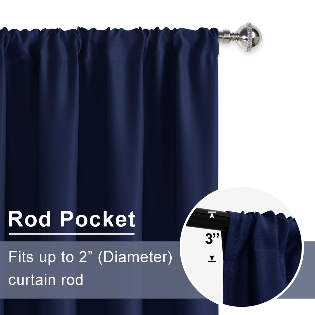 Navy Blue 42 x 63 Inch Blackout Curtains Set of 2 Panels S48392