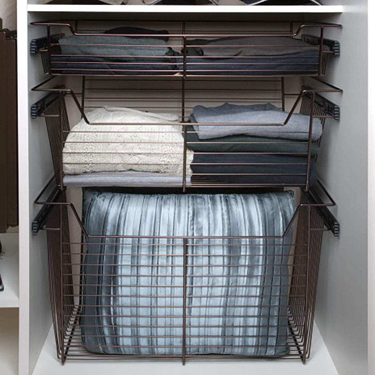 Bronze Wire Pullout Storage Basket Organizer (3 Pack) O9213