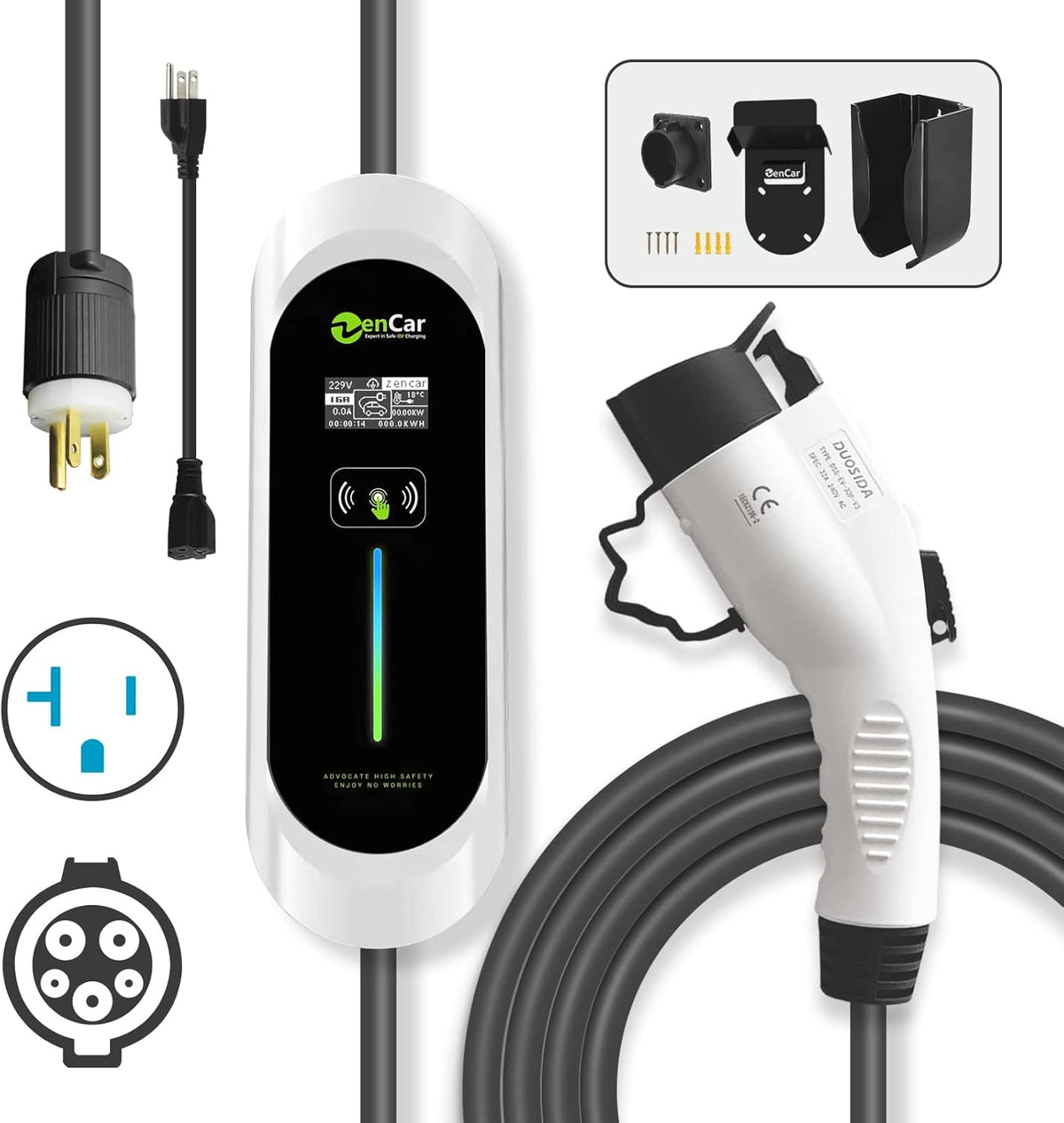 Portable EV Charger with NEMA 6-20 Plug and 5-15 Adapter X6135