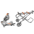 15 Amp 10 in. Dual Miter Saw with LED Cut Line Indicator with Universal Mobile Miter Saw Stand with Mounting Braces G197