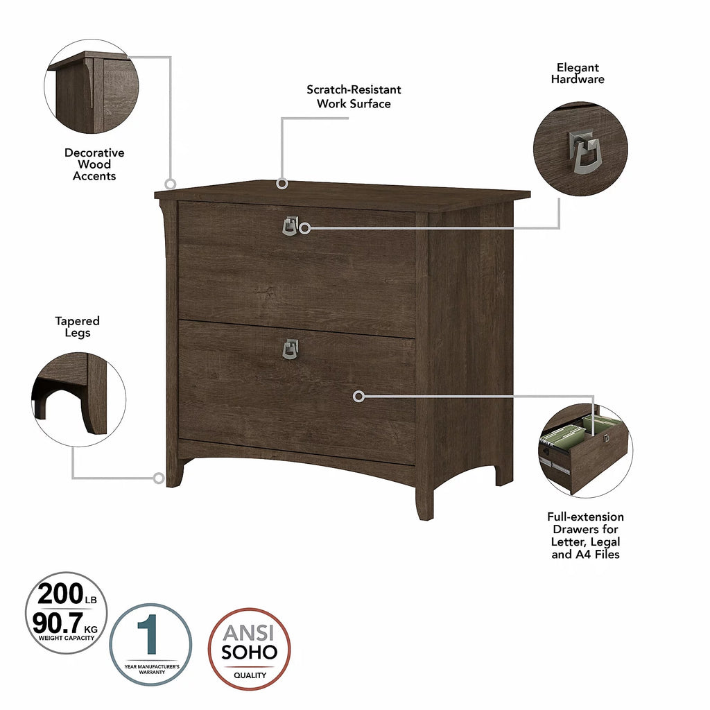 2 Drawer Ash Brown Lateral File Cabinet H7882