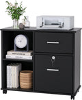 Black Wood Lateral File Cabinet with Lock E541