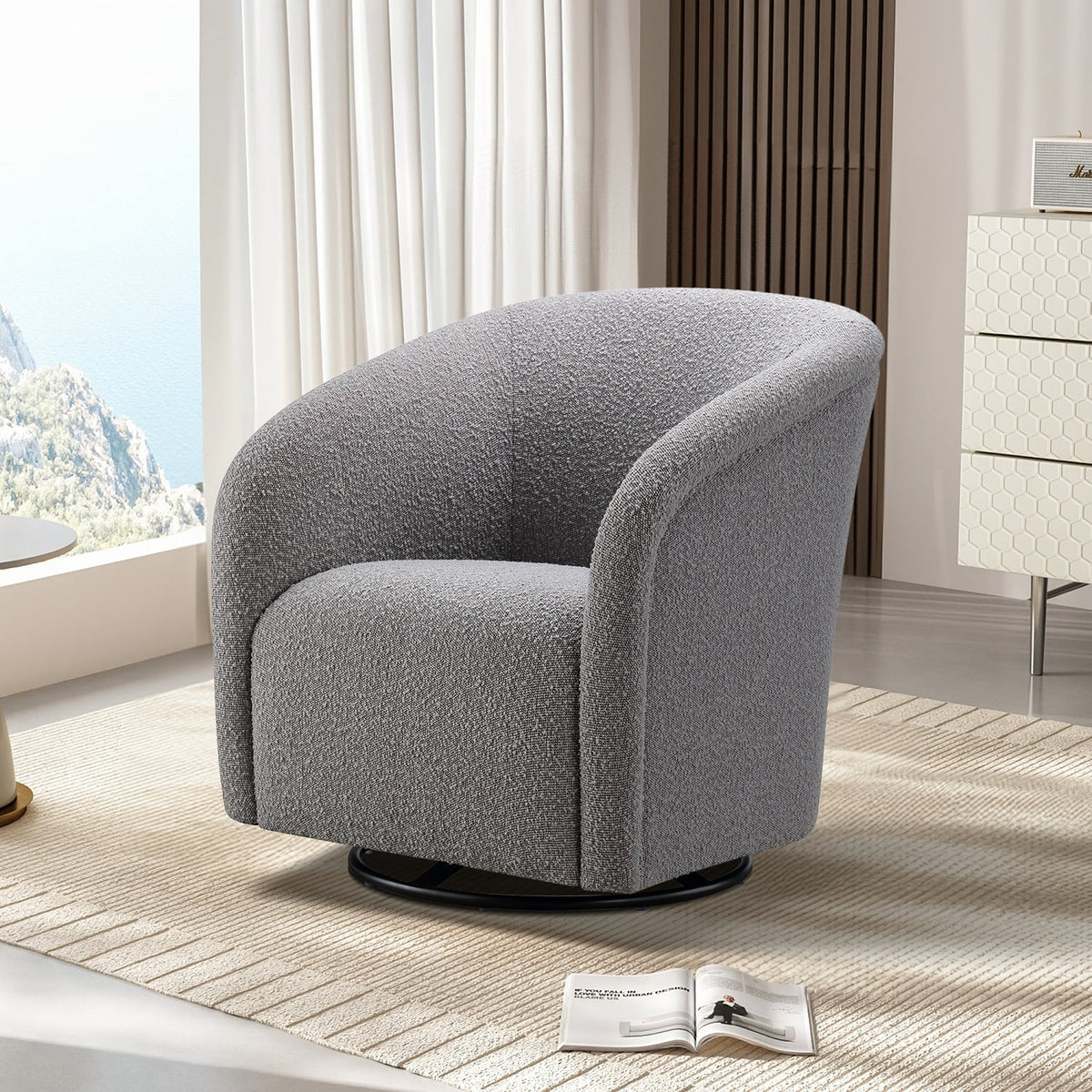 Dark Grey Polyester Loveseat with Side Bags F948