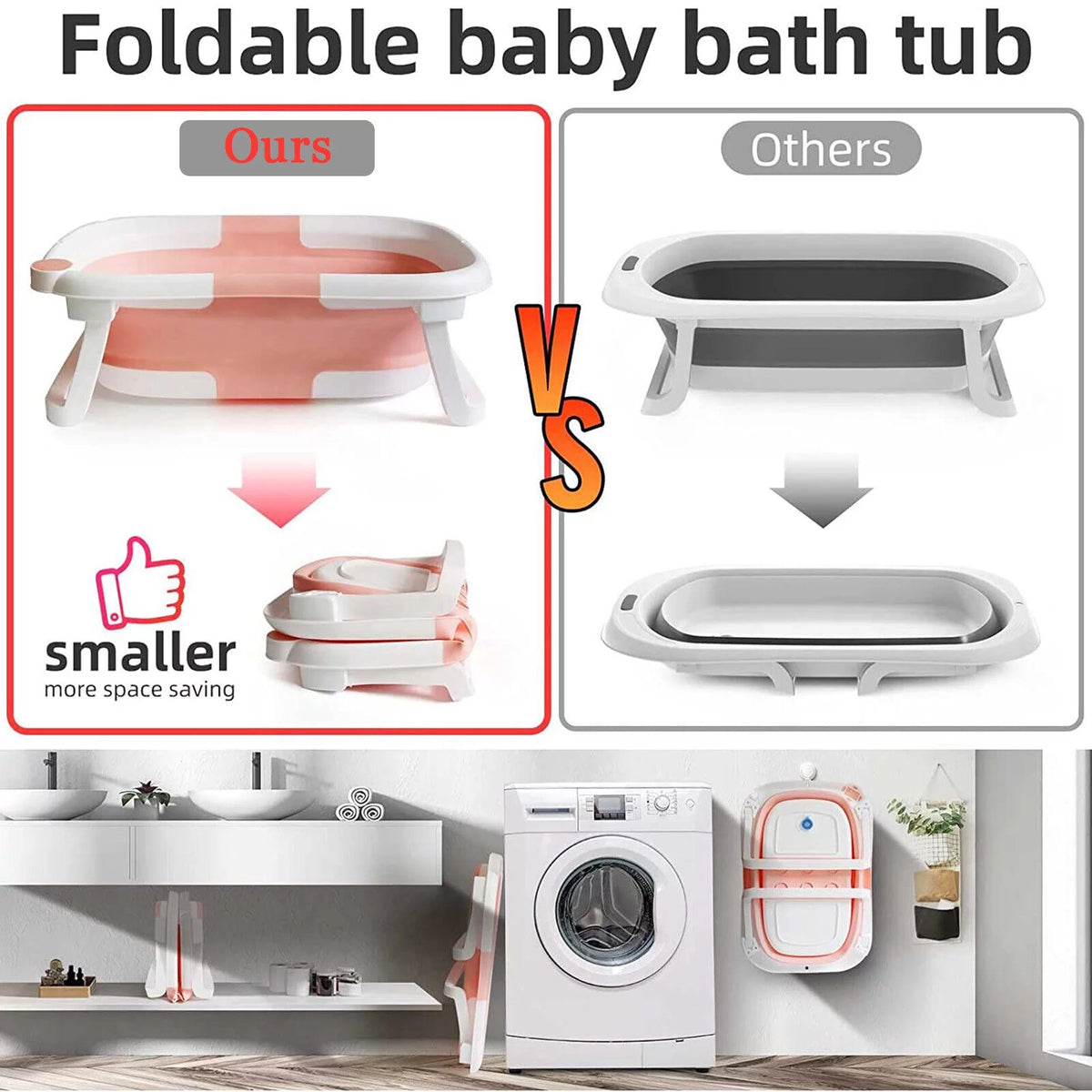 Collapsible Baby Bathtub with Thermometer S9941
