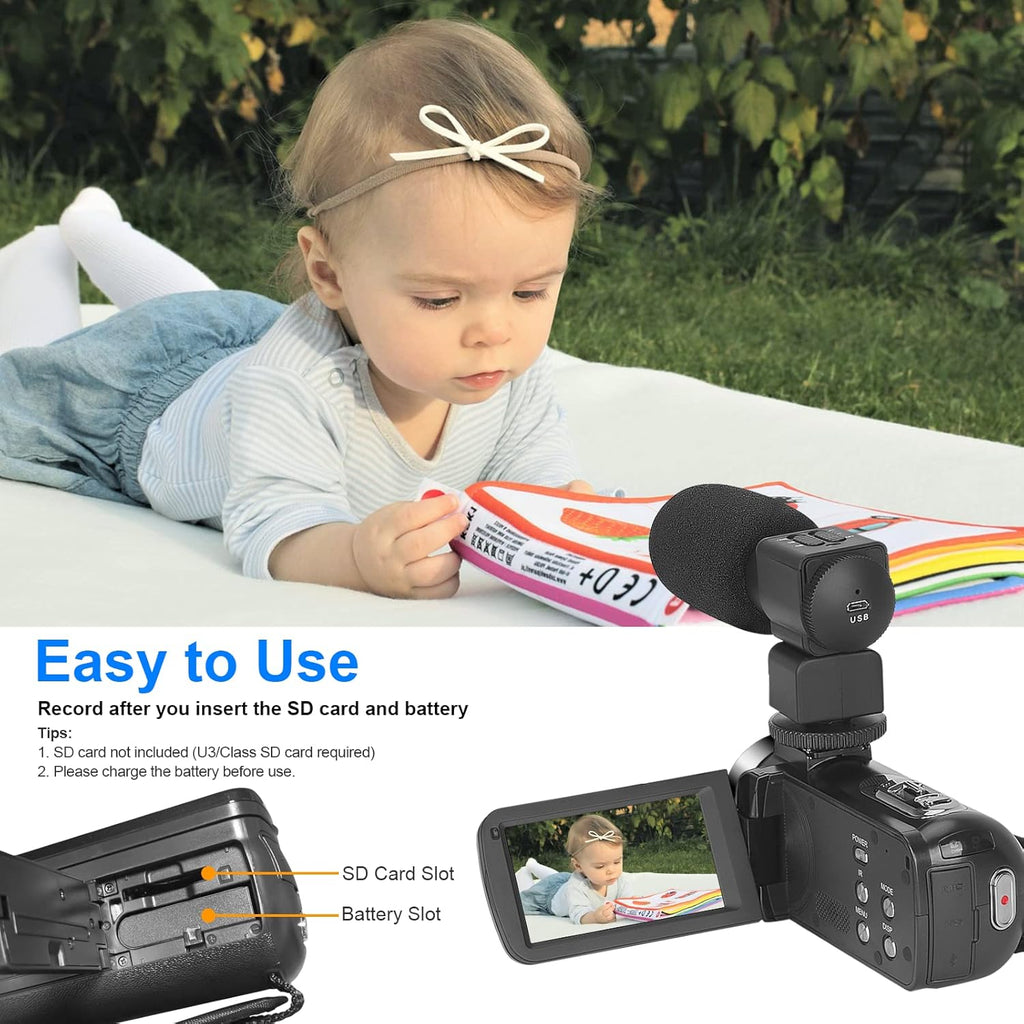4K 56MP Vlogging Camera with External Microphone and IR Night Vision P454019