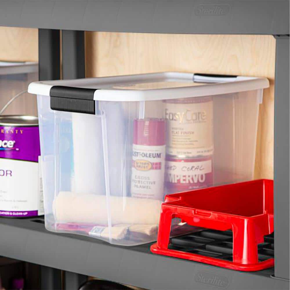 30 Qt. Storage Box with White Lid and Clear Base 12-Pack N4882