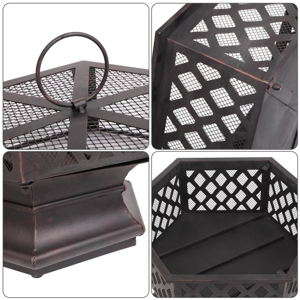 22 inch Steel Fire Pit with Flame-Retardant Mesh Lid D51905