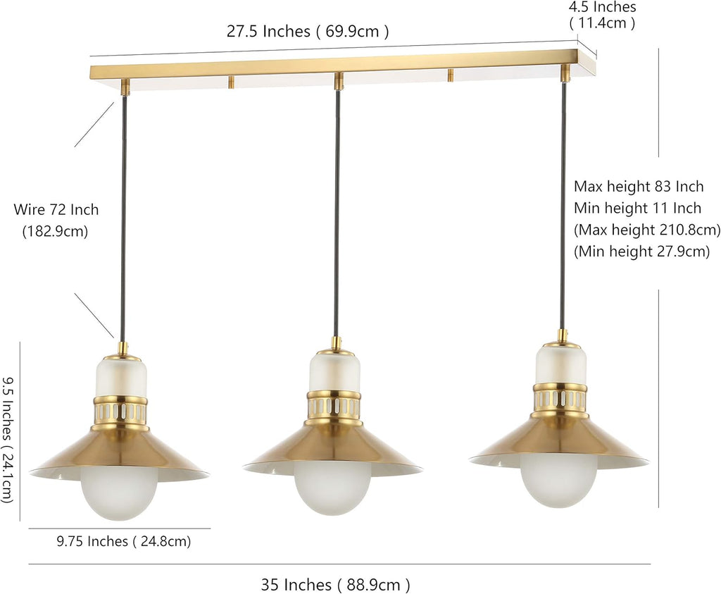 3-Light Adjustable Iron Glass LED Pendant N788