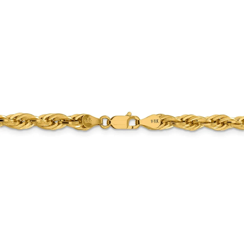 14kt Yellow Gold 4.75mm Rope Chain 24 inch Lobster Clasp E545