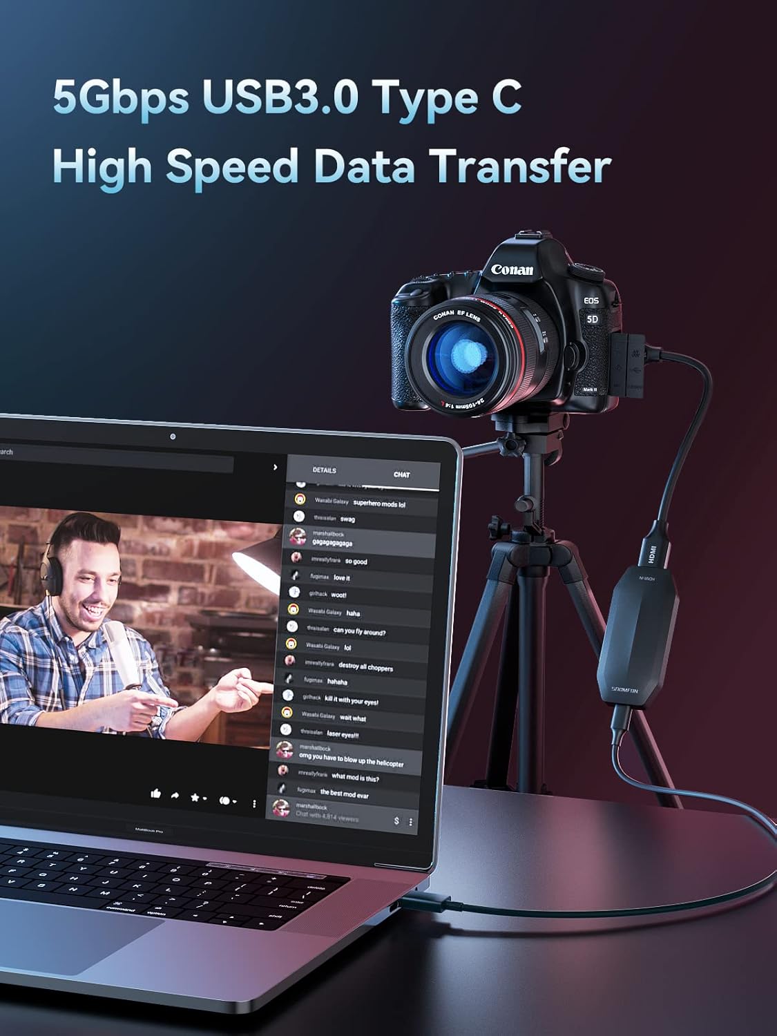 Video Capture Card HDMI to USB 3.0, 4K 30FPS, Pack of 2 H790492