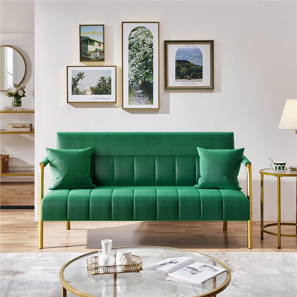 Light Gray Upholstered Sofa Couch with 2 Pillows G7832