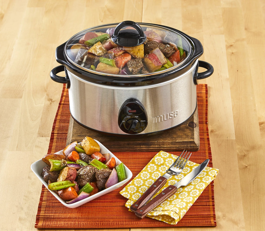 5 Quart Stainless Steel Slow Cooker with Glass Lid and Detachable Base G8391