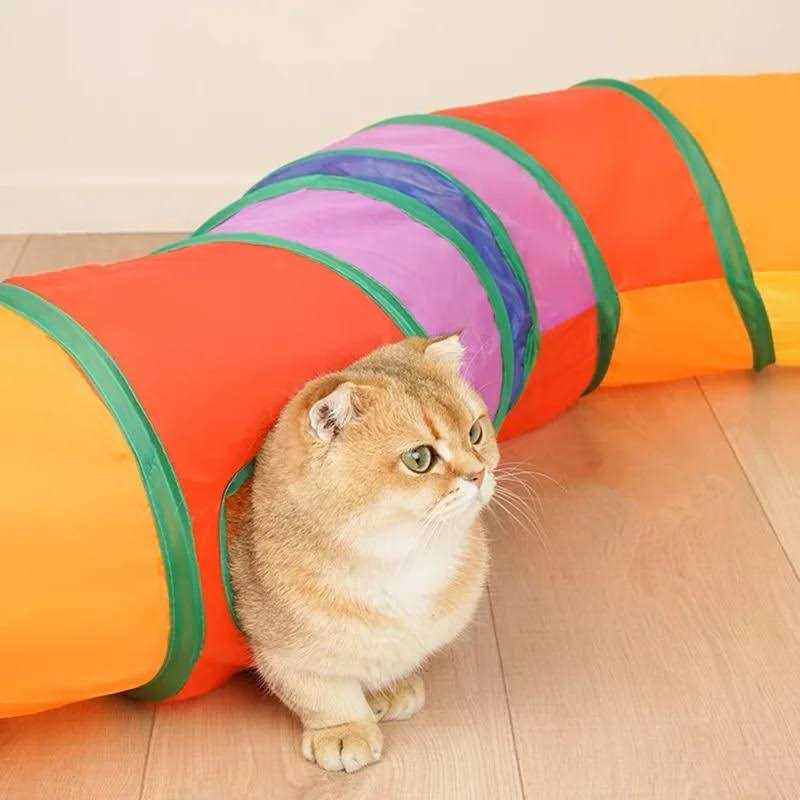 Cat Toy Tunnel and Cubes Interactive Collapsible Playground Y44450