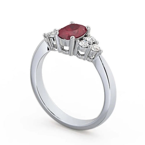 14K White Gold Oval Cut Ruby Solitaire Engagement Ring Size 10.5 U31789