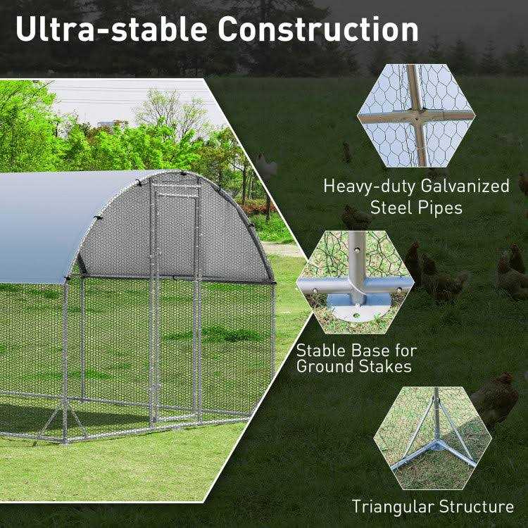 Lockable Large Metal Chicken Coop with Waterproof Cover L225104