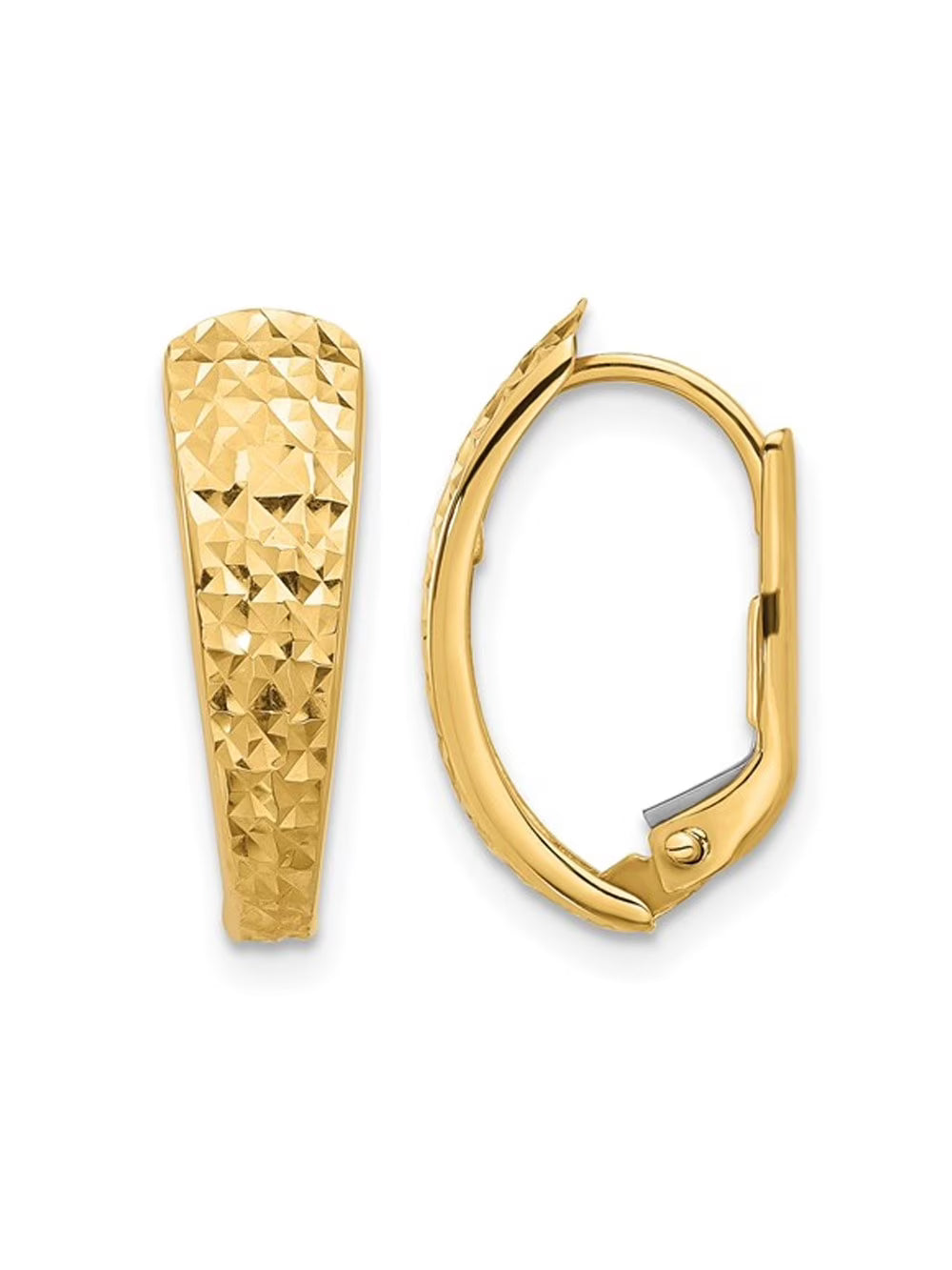 14K Yellow Gold Leverback Hoop Earrings Y1790