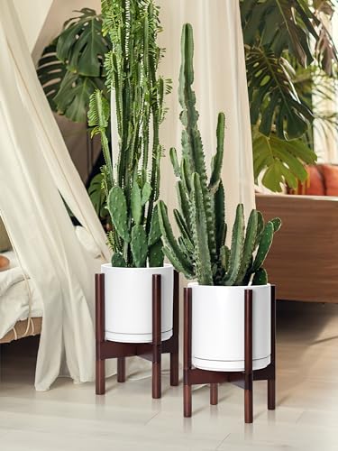 White Ceramic Planter with Stand B726