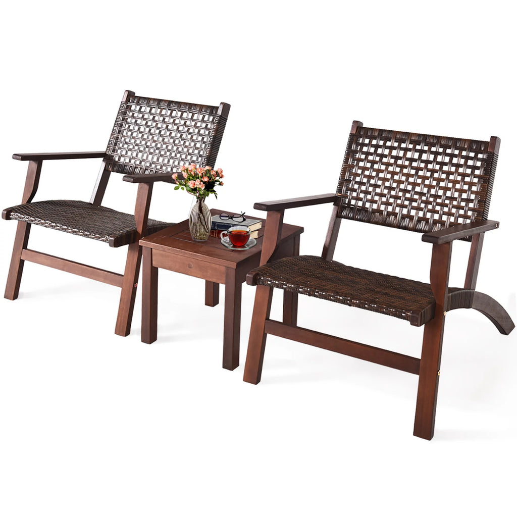 3PCS Patio Rattan Furniture Set Coffee Table G5605