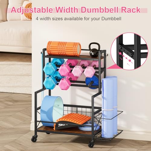 Adjustable Dumbbell Rack with Wheels and Hooks G45130