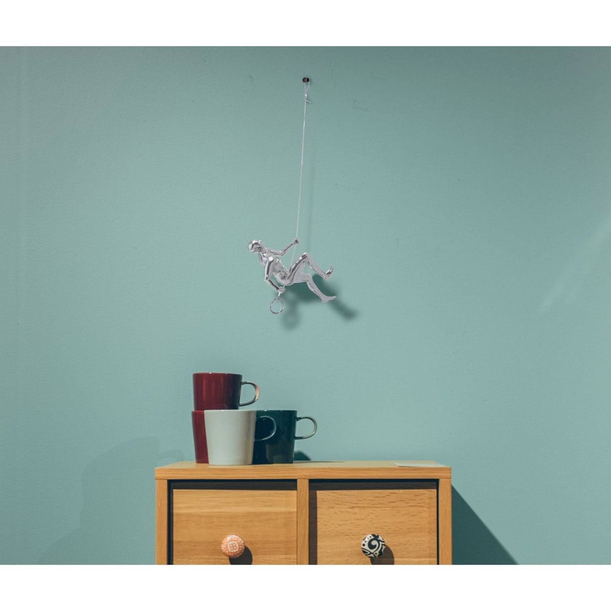 Metallic Red Climbing Woman Wall Decor R55869