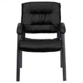 Black Leather Guest Chair with Titanium Frame W500321