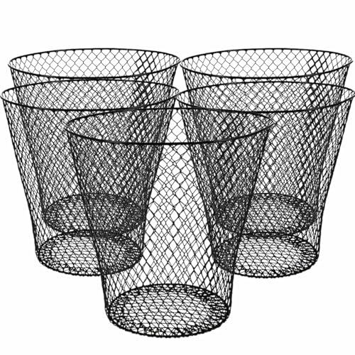 Wire Mesh Round Waste Basket 9 inch Black Z224161