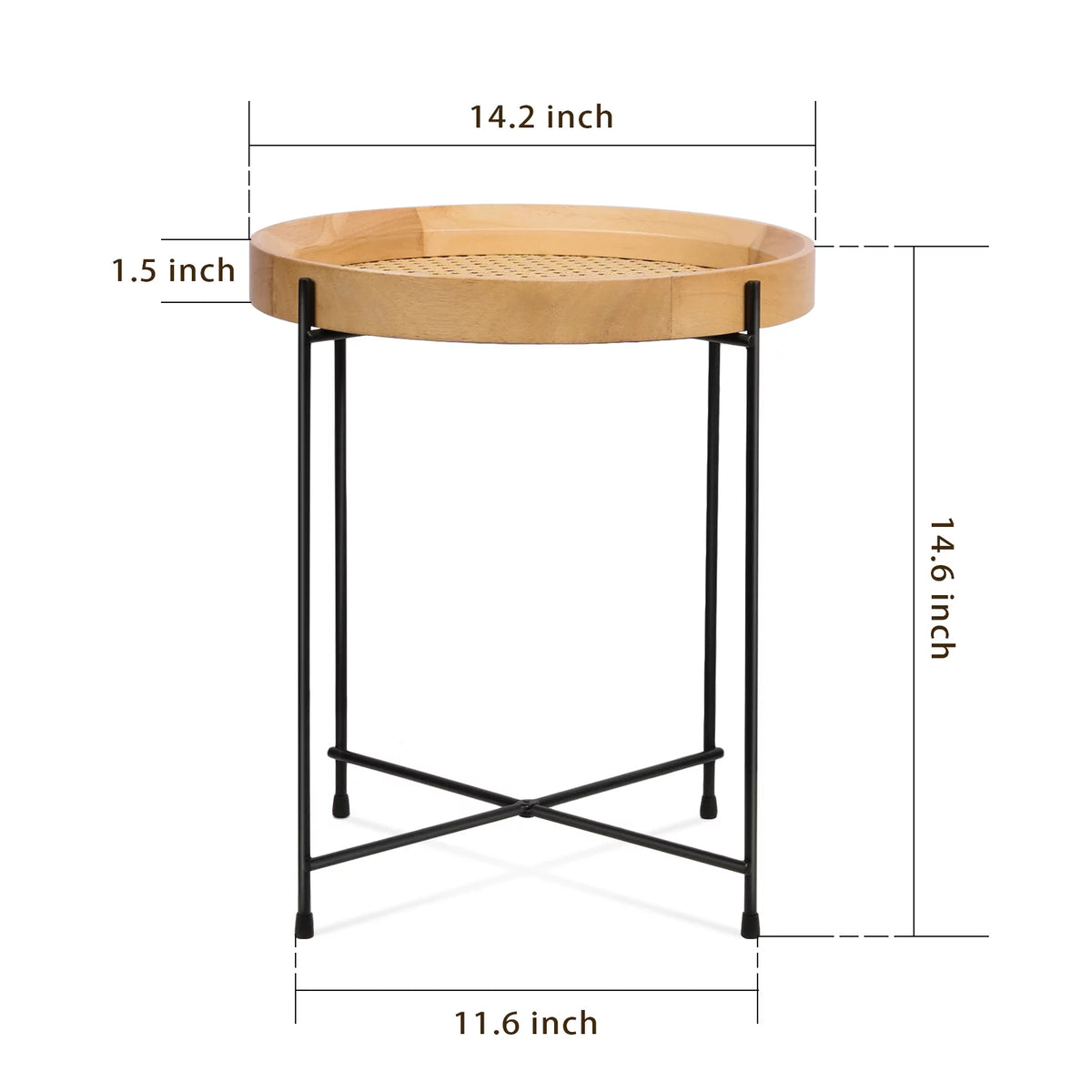 14.2" Round Rattan End Side Table V49256