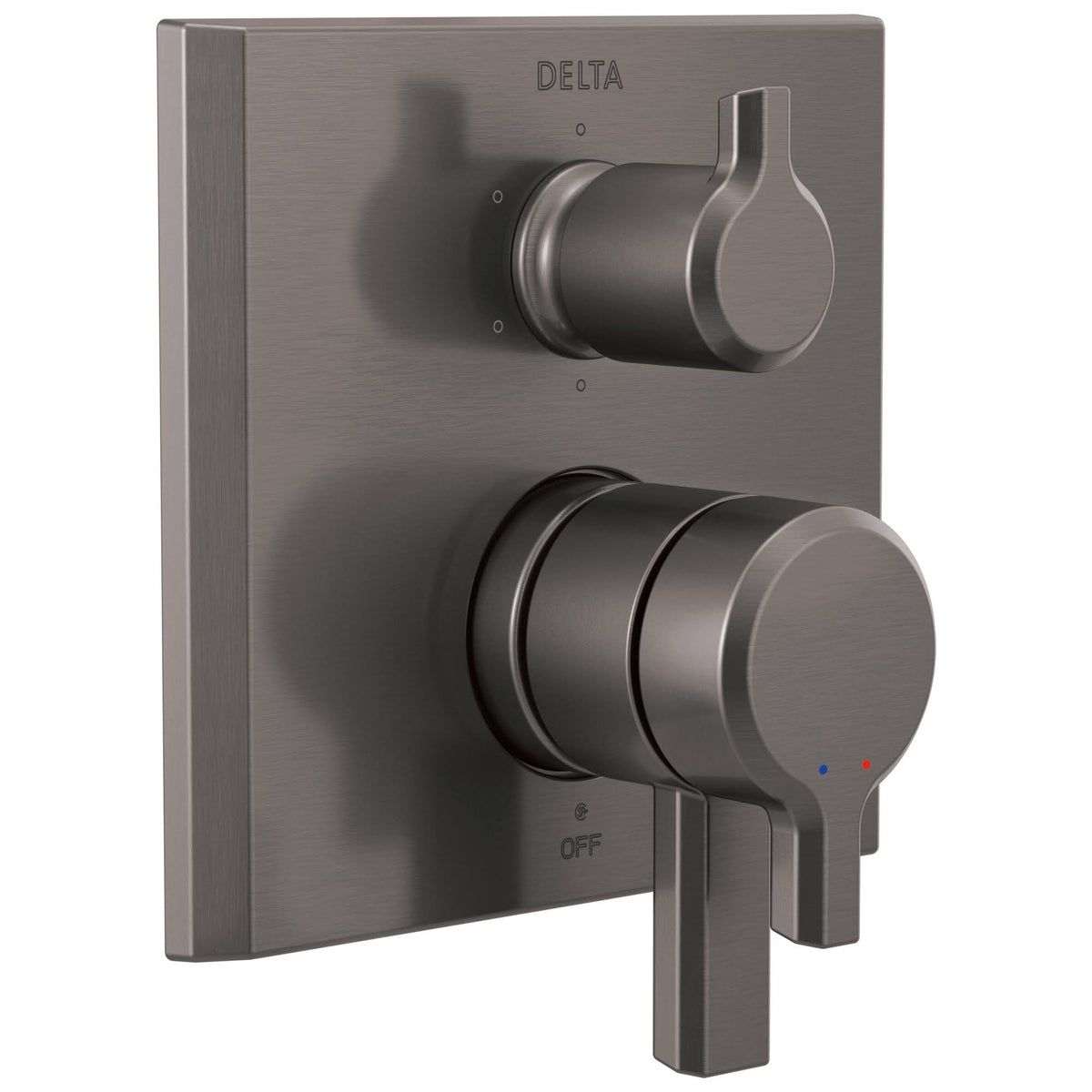 2-Handle Monitor Valve Trim with 6-Setting Diverter in Lumicoat Black Stainless F320054
