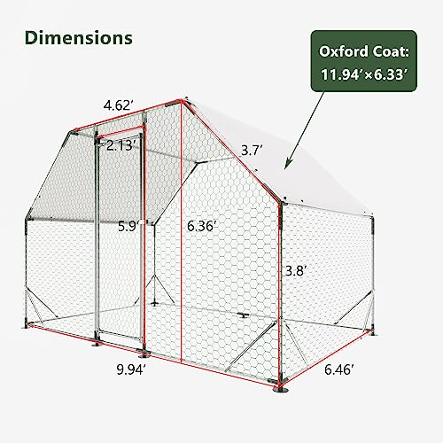 Large Metal Walk-in Chicken Coop with Waterproof Cover W602810