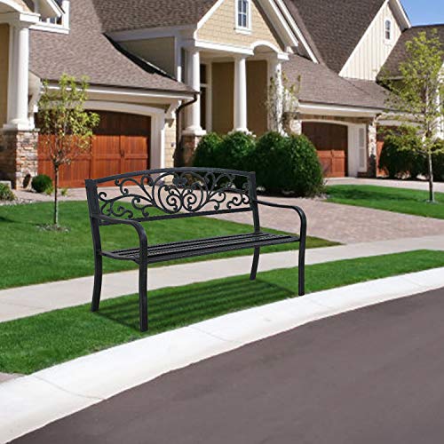 Metal Patio Bench with Steel Frame B61860