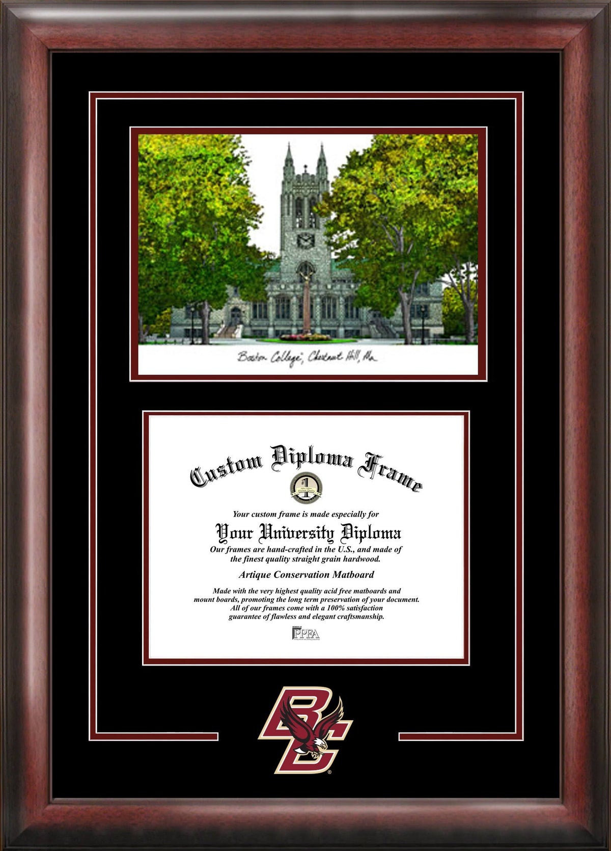 Diploma Frame with Campus Images Lithograph L546