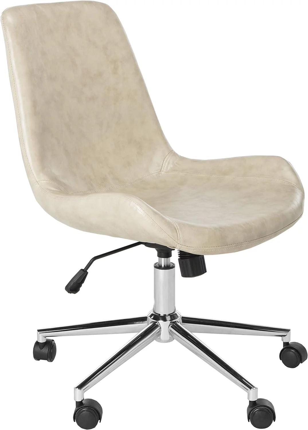Beige Faux Leather Swivel Adjustable Office Desk Chair B206