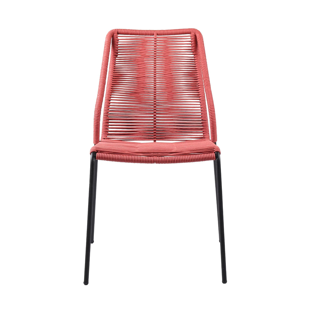 Red Set of 2 Stackable Steel Outdoor Dining Chair T2045