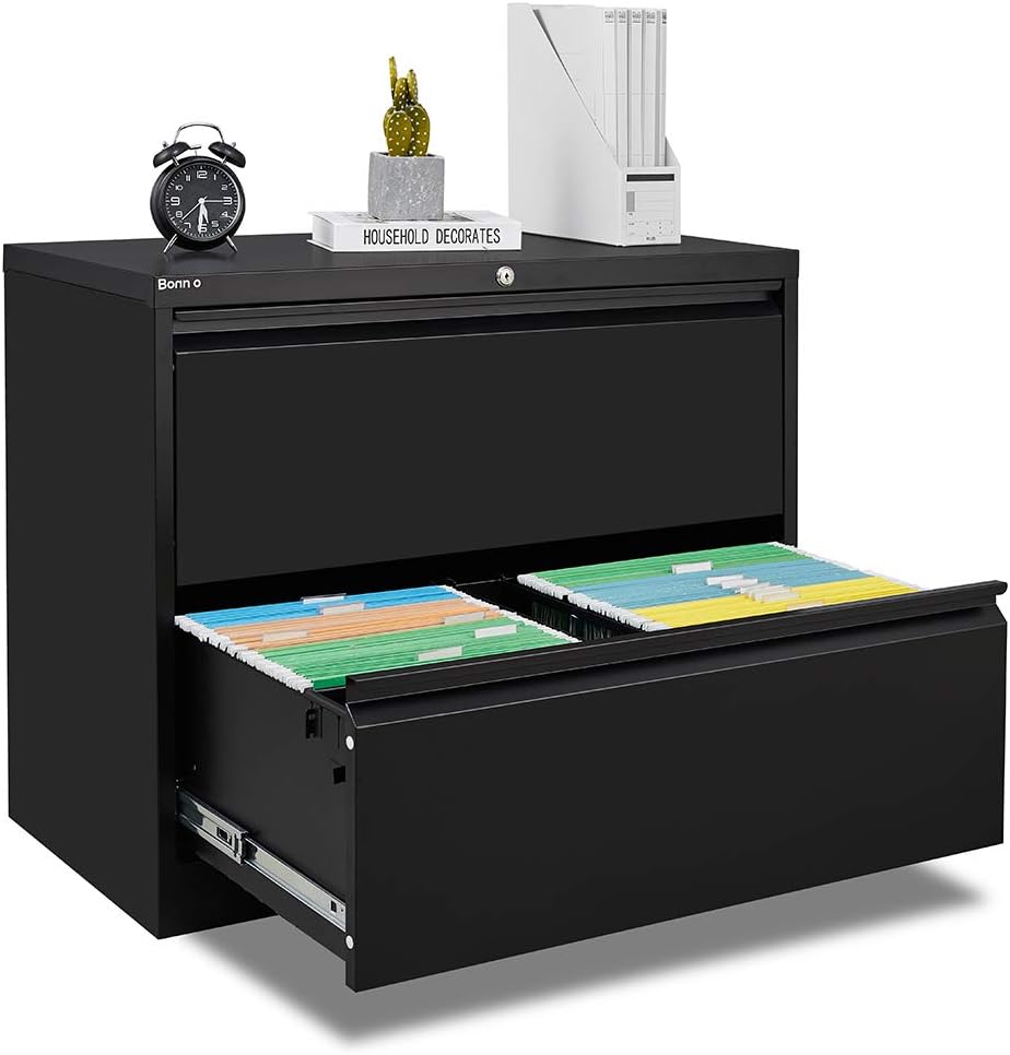 White 2-Drawer Lateral File Cabinet with Lock C10046