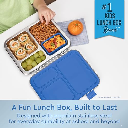 Stainless Steel Leak-Resistant Lunch Box, 3-Compartments with Silicone Container, Dishwasher Safe, BPA-Free (Fuchsia) Z593