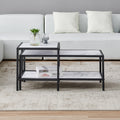 Square & Rectangle Nesting Coffee Table Black Metal Frame Wood Marble Top H34029