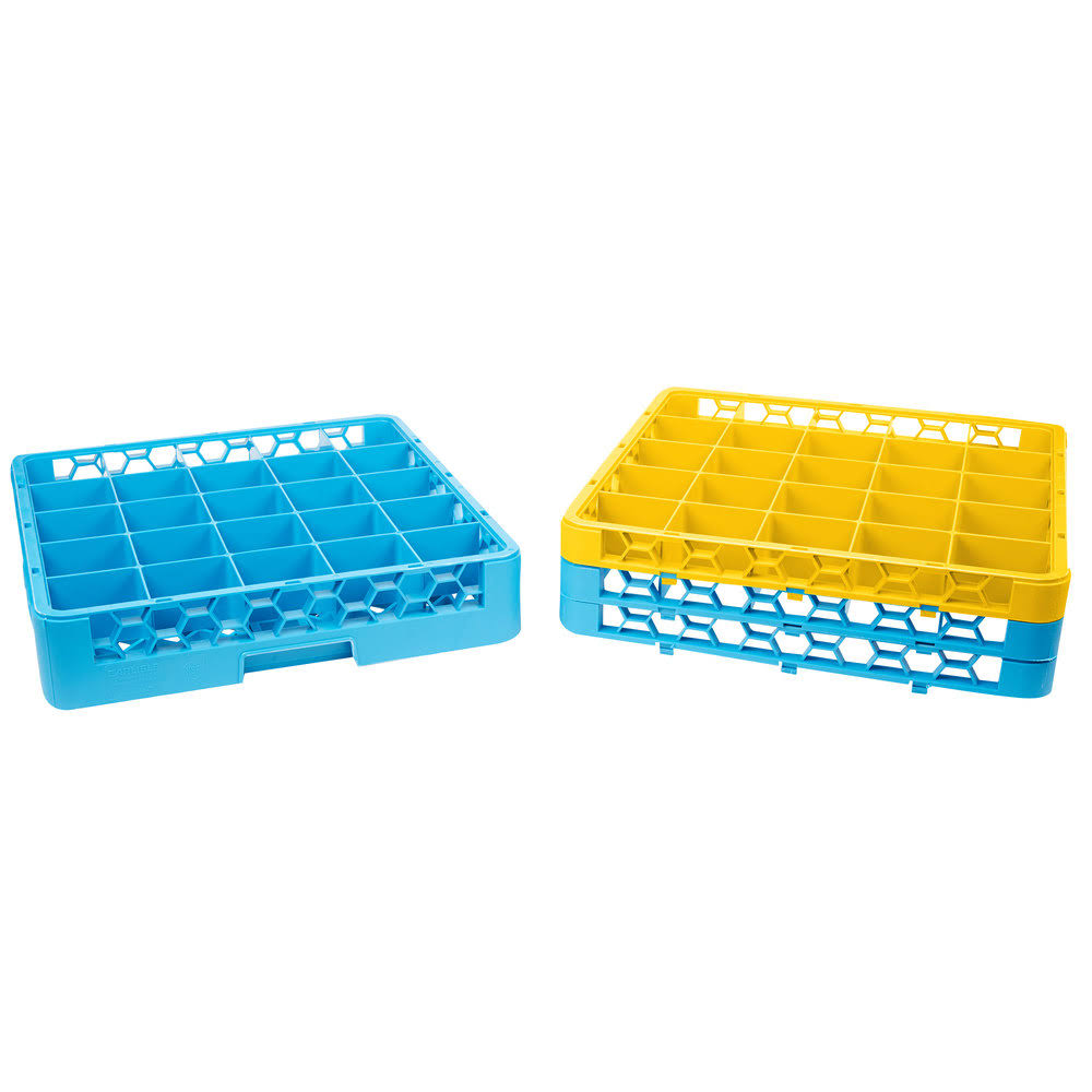 25 Compartment Yellow Glass Rack with 3 Extenders V460943