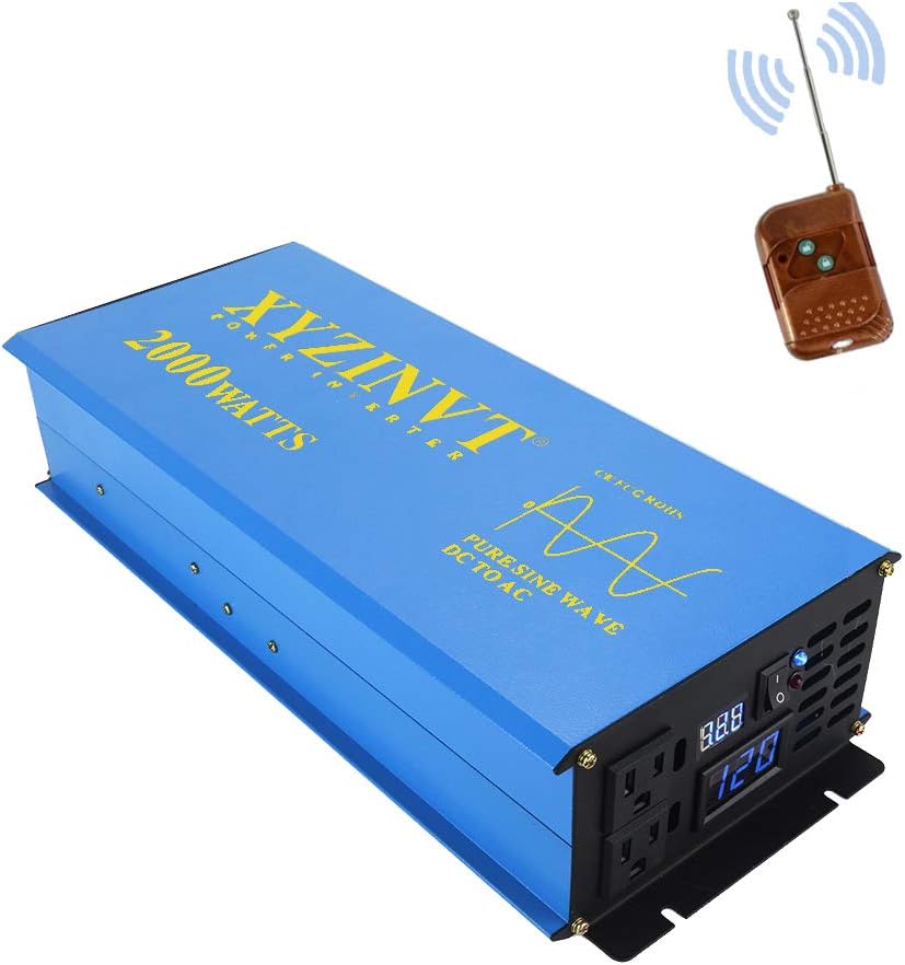 3000 watt Pure Sine Wave Power Inverter dc 24v to ac 120v with LED Display and Wireless Remote Controller O81492