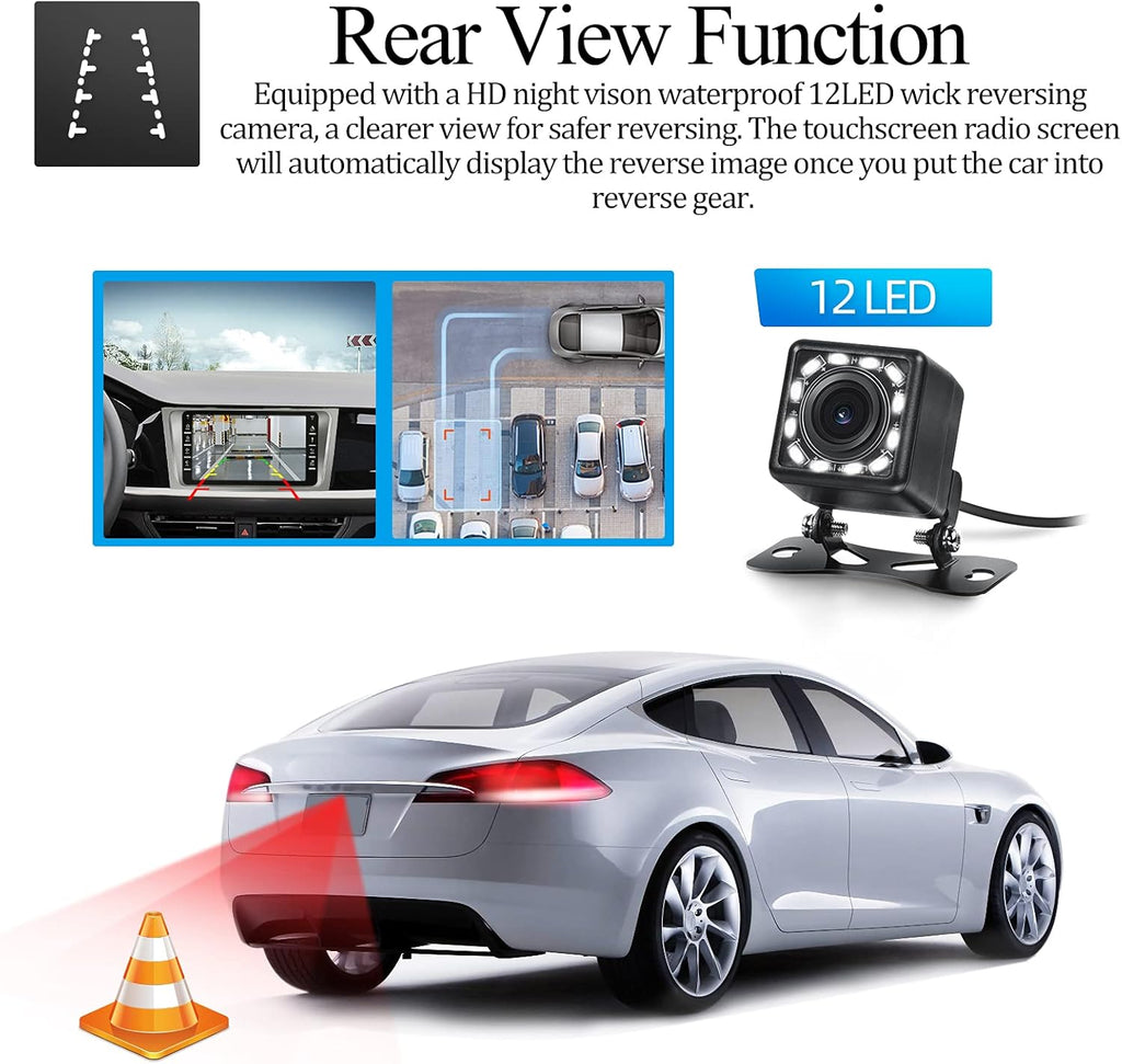 8 Inch Double Din Car Stereo with Backup Camera and Bluetooth D631