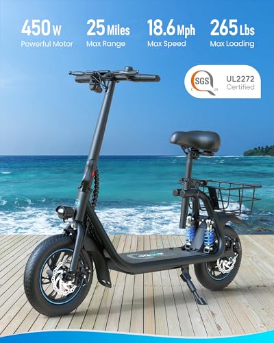Black 12" Electric Scooter with Basket Z601