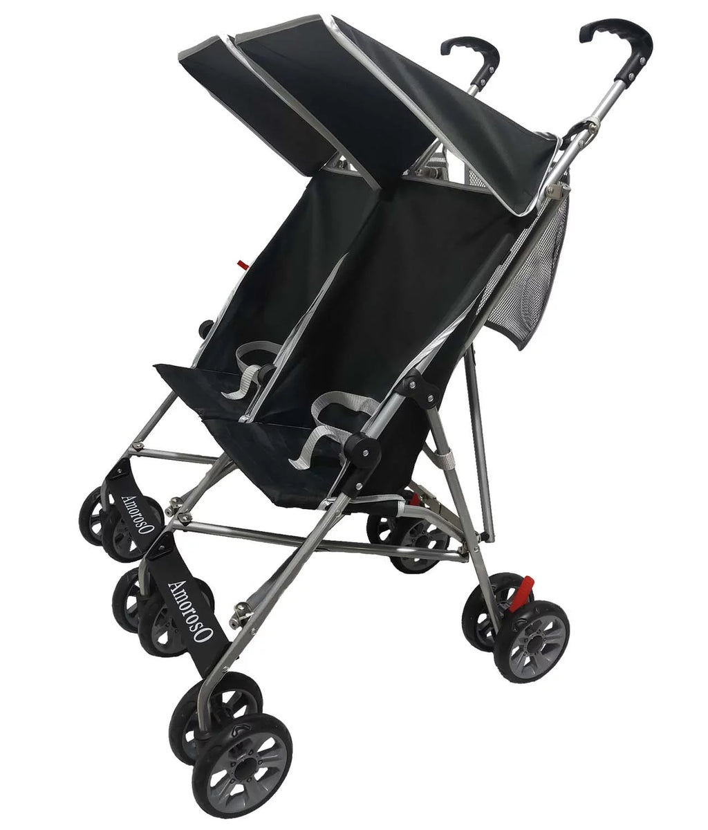 Black Double Umbrella Stroller with EVA Wheel K971