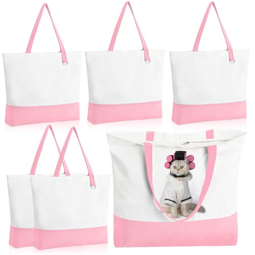 6 Pack Canvas Tote Bags with Zipper M152720