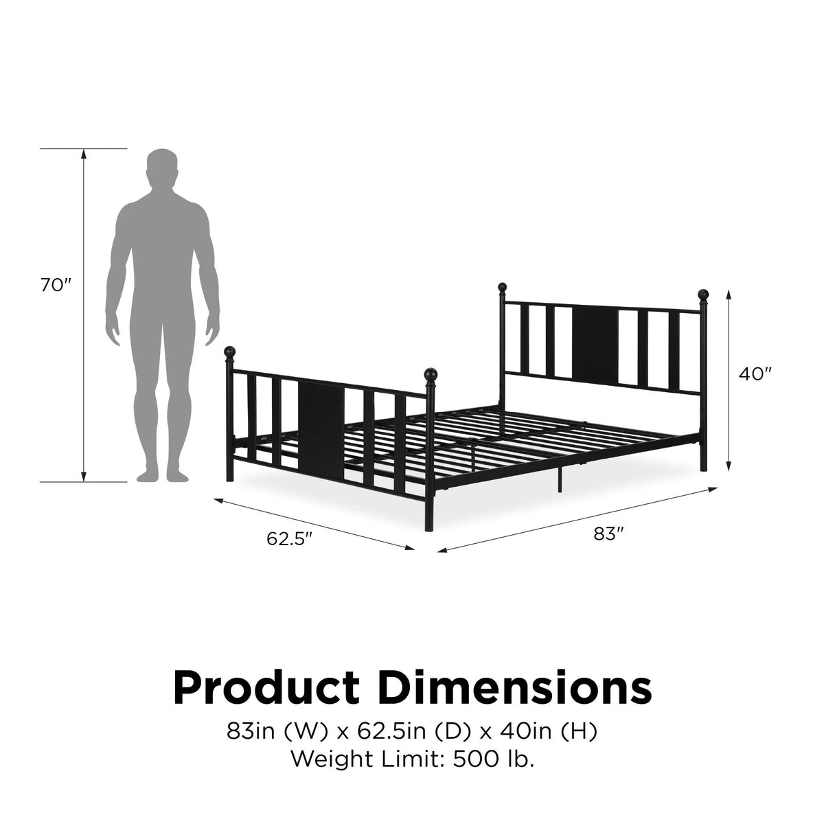 Queen Black Metal Platform Bed N4514