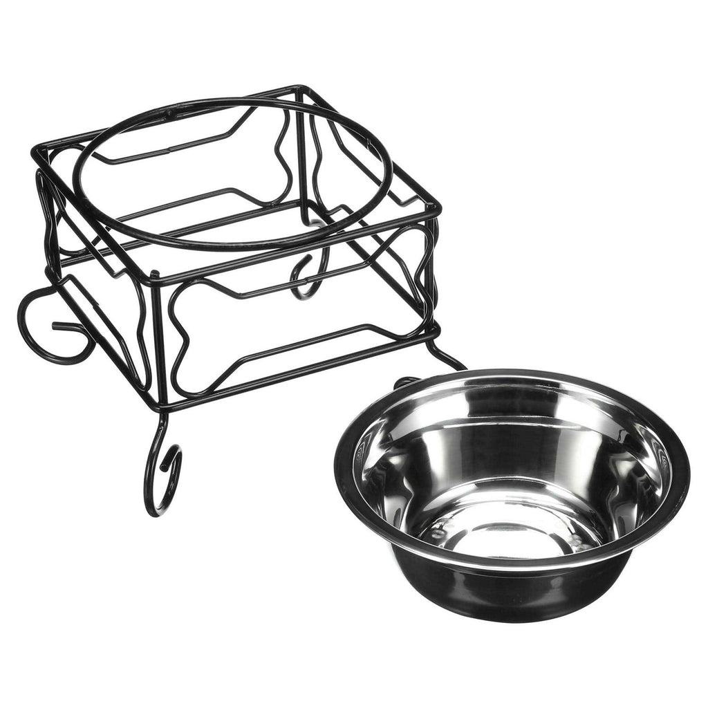 Wrought Iron Stand with Stainless Steel Feeder Bowl D781