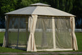 Beige Double Tiered Grill Canopy BBQ Gazebo Tent M630958
