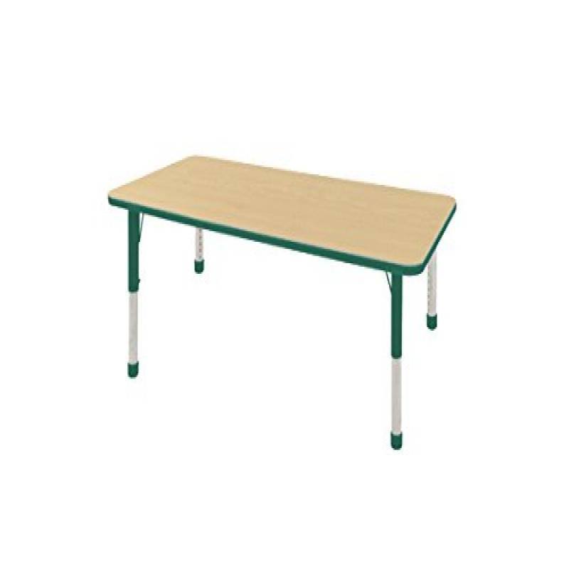 36in x 72in Rectangle Adjustable Activity Table Maple/Green X8372