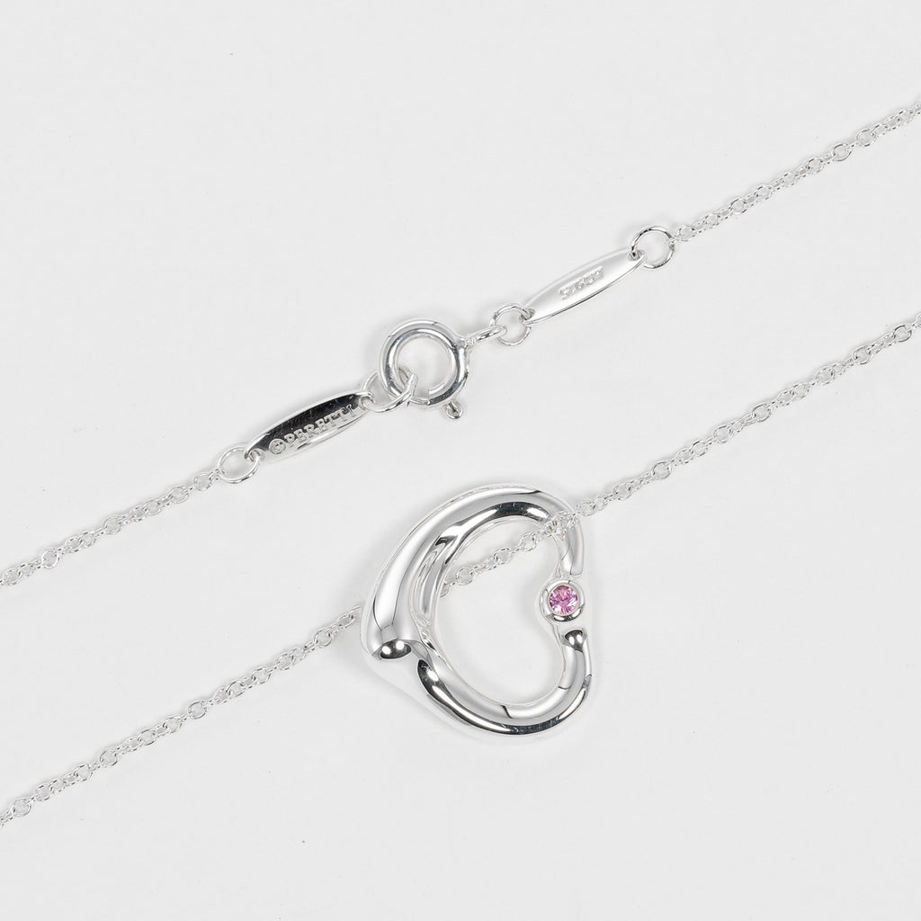 Open Heart Necklace 925 Silver Pink Sapphire W636