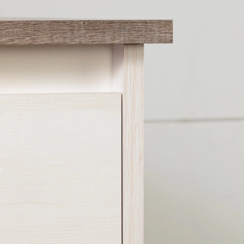 White and Weathered Oak 6 Drawer Double Dresser T1437