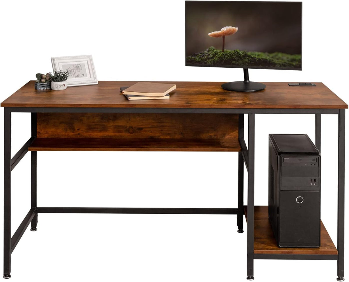 Black 47 Inch Computer Desk with Storage Shelves K998
