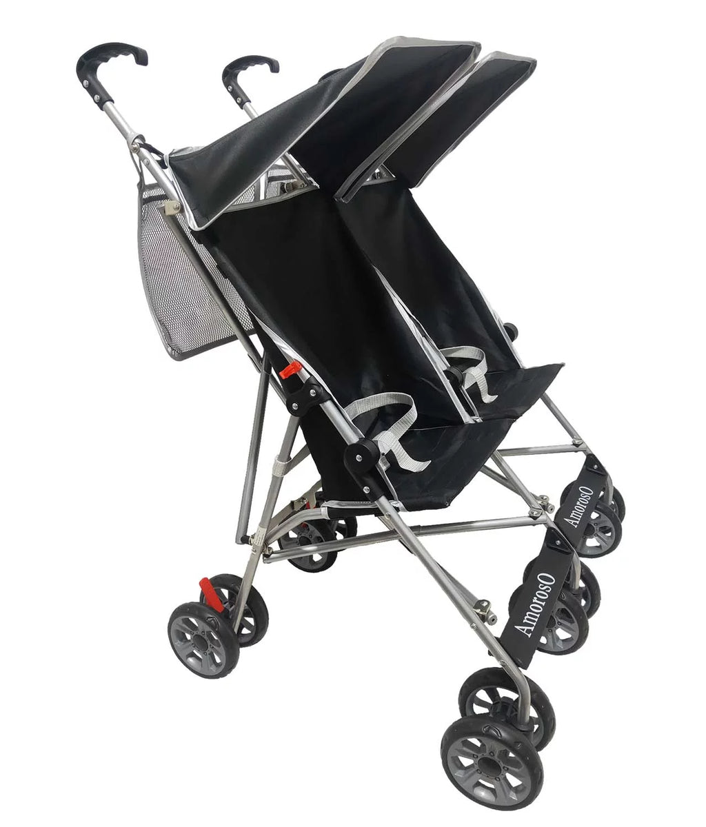 Black Double Umbrella Stroller with EVA Wheel K971